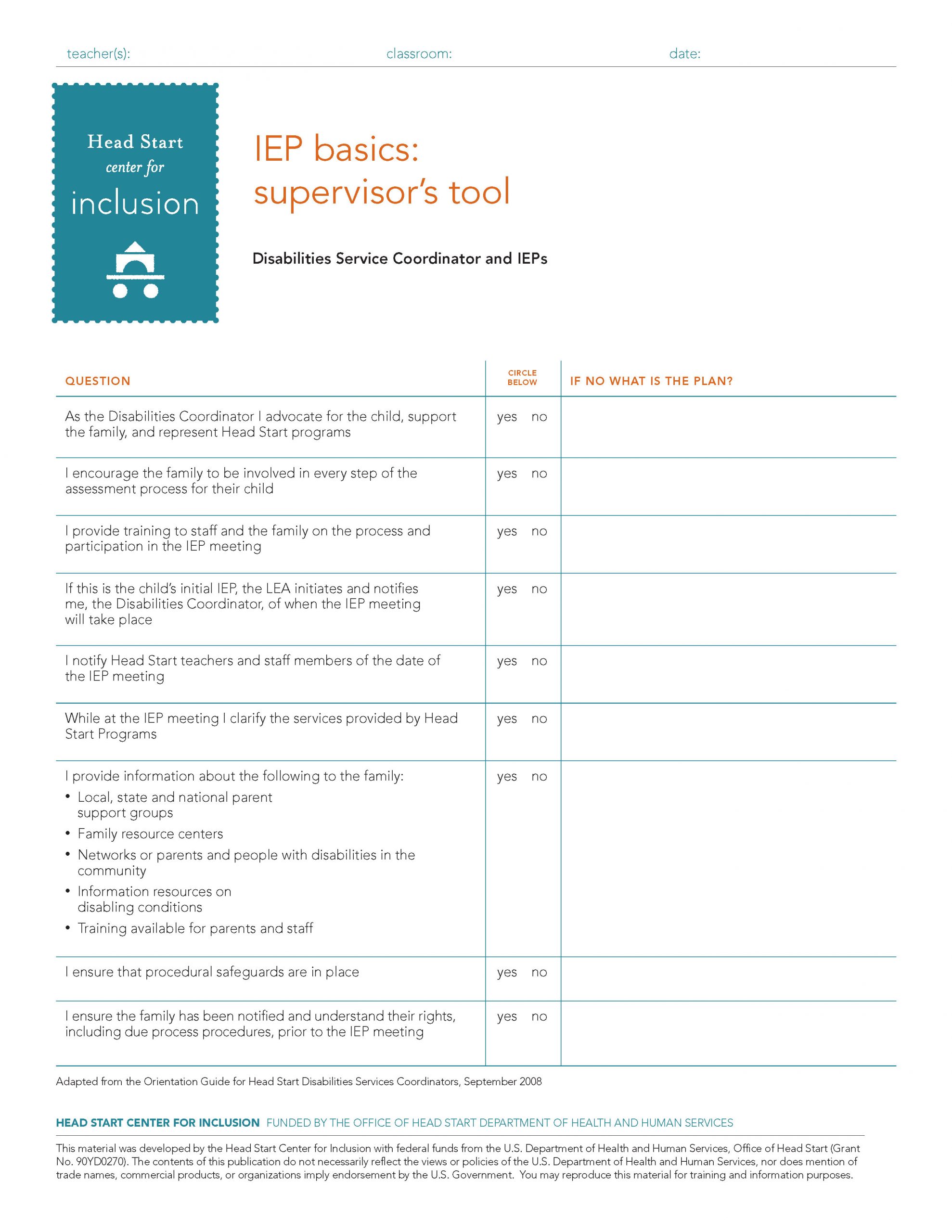IEP basics- Supervisor's Tool